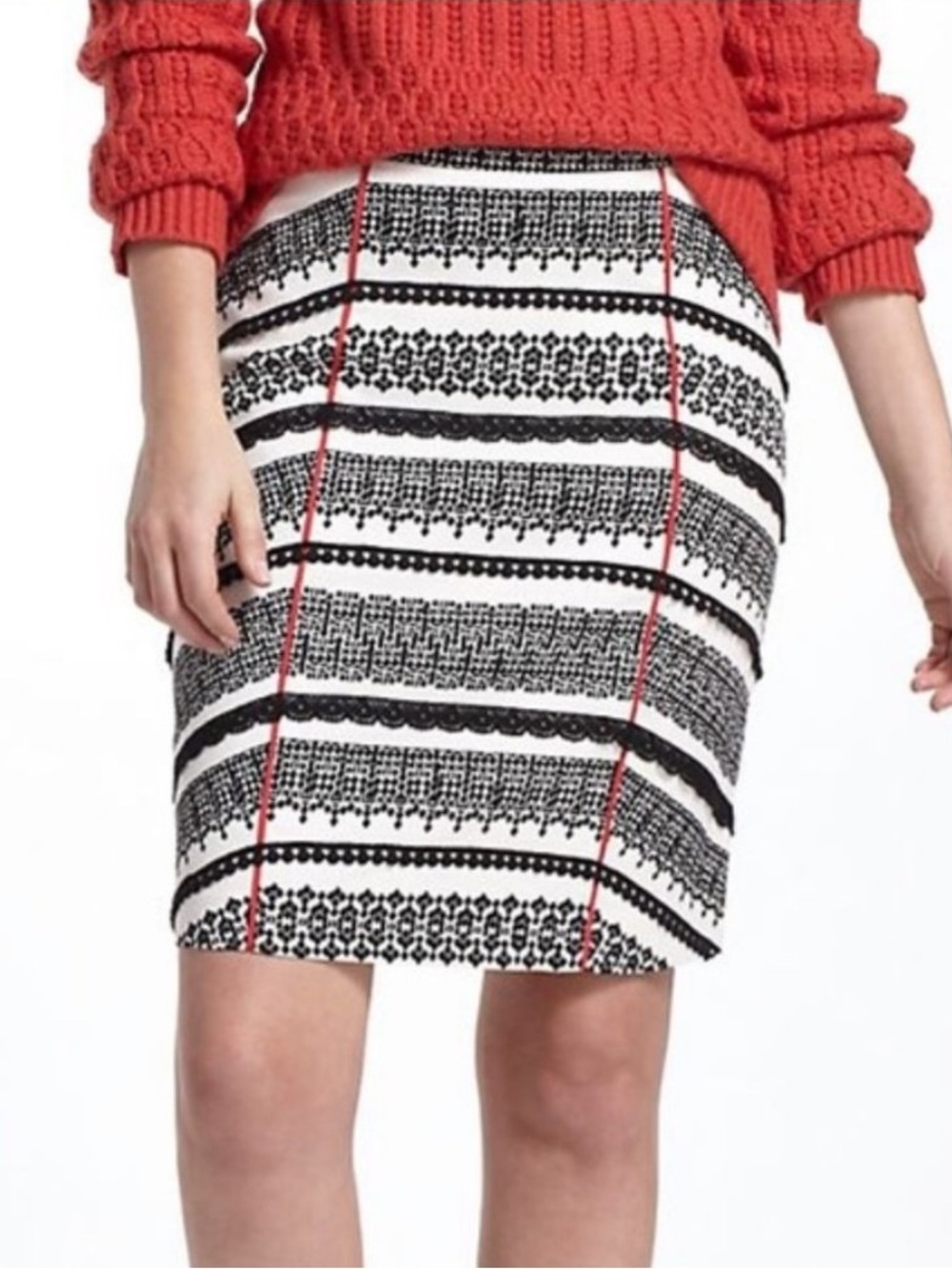 Anthropologie Tabitha Piped Lace Pencil Skirt size 2
